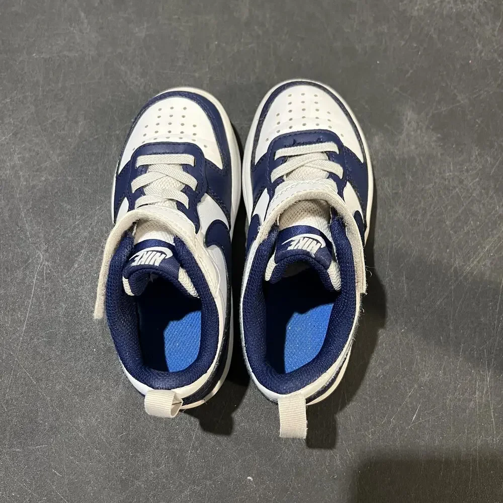Nike Court Borough Low 2 Shoes Toddler Size 10.5C White Navy BQ5451-107